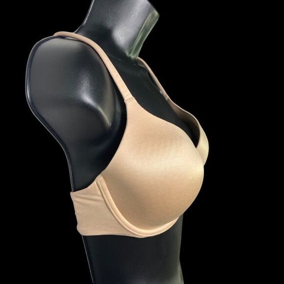 VICTORIA SECRET BEIGE LINED PERFECT COVERAGE BONNET DOUBLE PARFAITE SIZE 32DD - Picture 3 of 7